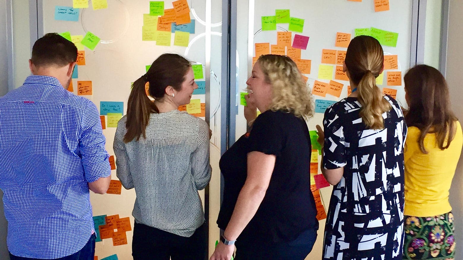 Employees participating in question storming
