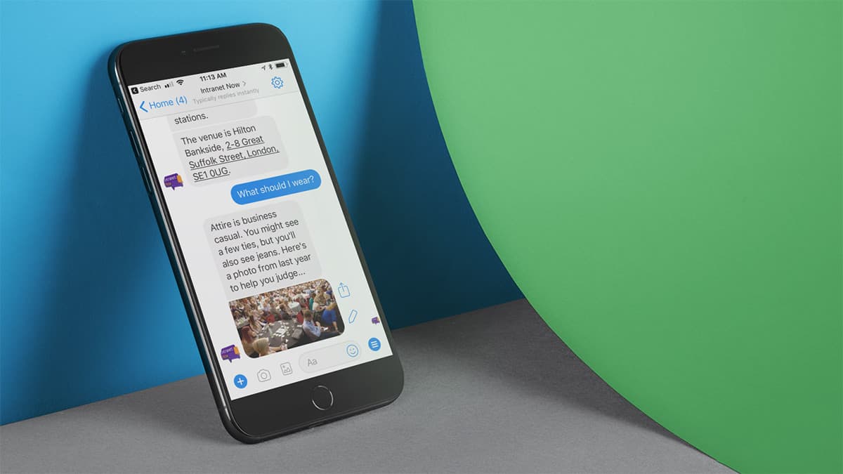 A phone with a conversation with a chatbot