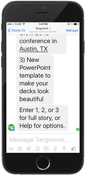 chatbot displaying large text size
