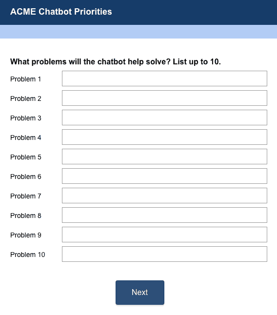 ACME Chatbot Priorities