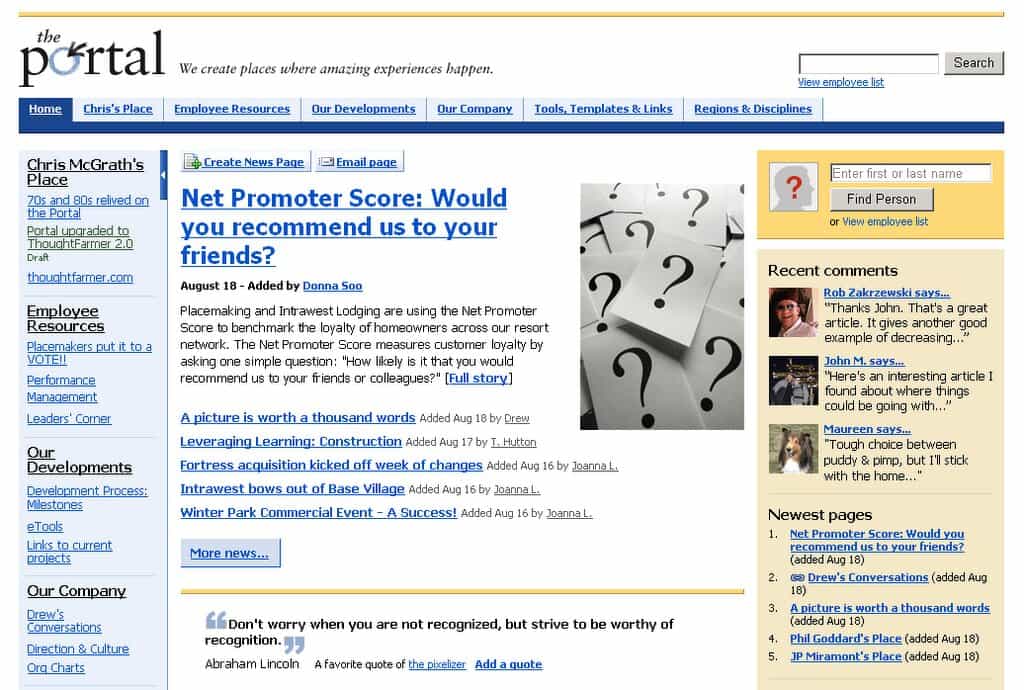 Placemaking's collaborative intranet