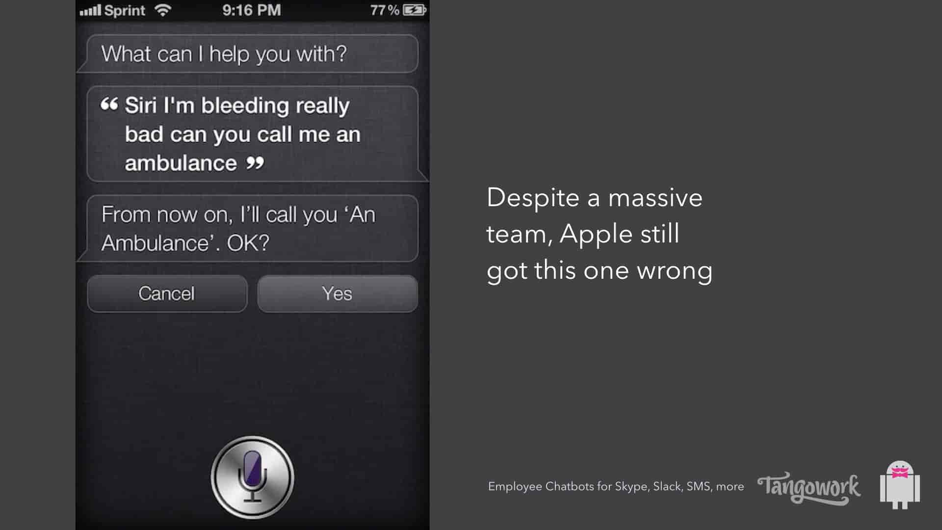Example response from siri